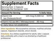Vitamin K2 (MK7) with D3, 120 Capsules