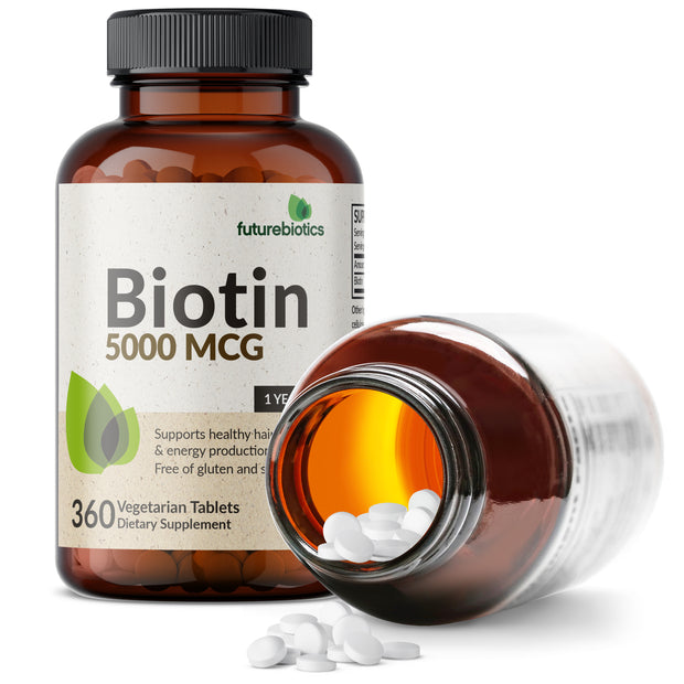 Biotin 5000 MCG, 360 Vegetarian Tablets (1 Year Supply)