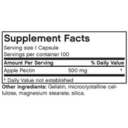 Nutritional Label for Futurebiotics Apple Pectin Bottle