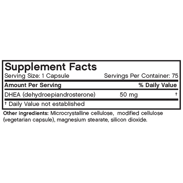 Nutritional Label for Futurebiotics DHEA Supplements