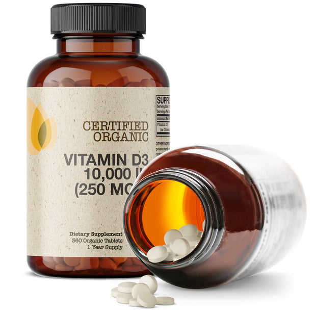 Certified Organic Vitamin D3 10,000 IU 360 Organic Tablets