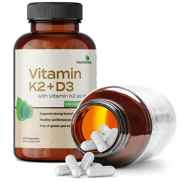 Vitamin K2 (MK7) with D3 Supplement, 120 Capsules