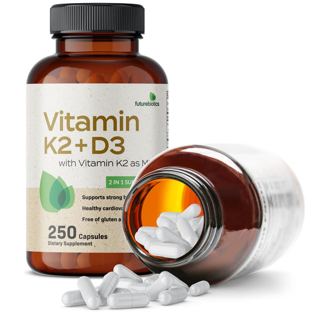 Vitamin K2 (MK7) with D3 Supplement, 250 Capsules – Futurebiotics