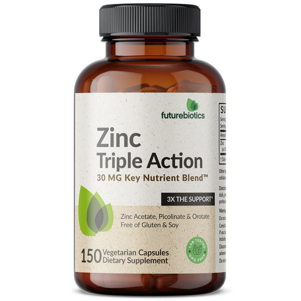 Zinc Triple Action 30mg Key Nutrient Blend, 150 Capsules