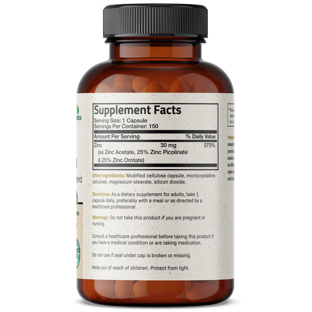 Zinc Triple Action 30mg Key Nutrient Blend, 150 Capsules