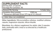 Dandelion Root 1500 MG, 120 Vegetarian Capsules
