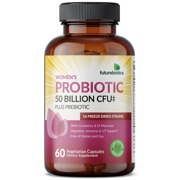 Women's Probiotic 50 Billion CFU + Prebiotic with Cranberry & D-Mannose, 60 Capsules