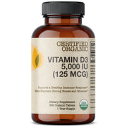 Certified Organic Vitamin D3 5,000 IU, 360 Organic Tablets