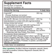 Nutritional Label for Futurebiotics ThinkFast Brain Performance + Memory, 60 Capsules