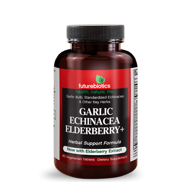 Front View of Futurebiotics Garlic Echinacea Elderberry Immune Support Bottle