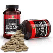 Futurebiotics Garlic Echinacea Elderberry Immune Support Bottles and Supplements