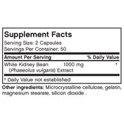 Nutritional Label for Futurebiotics White Kidney Bean Extract