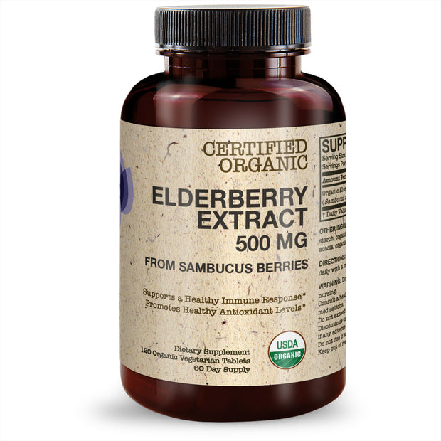 Organic Elderberry Extract 500mg, 120 Tablets