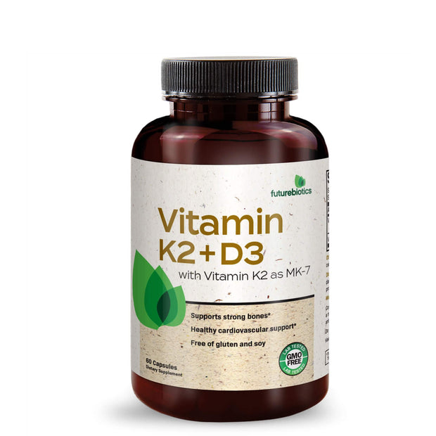 Front View of Products Futurebiotics Vitamin K2 (MK7) with D3 Bottle