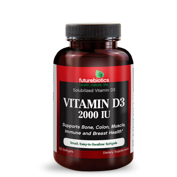 Front View of Futurebiotics Vitamin D3 (120 Softgels) Bottle