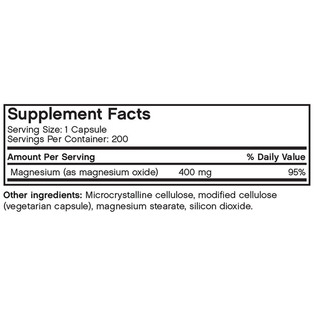 Nutritional Label for Futurebiotics Magnesium 400mg