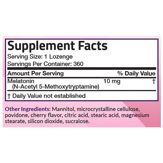 Futurebiotics Melatonin 10 mg Lozenges Supports Sleep and Promotes Relaxation, 360 Vegetarian Cherry Lozenges