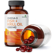 Omega-3 Fish + Krill Oil Heart Health, 1000 MG, Non- GMO 120 Softgels